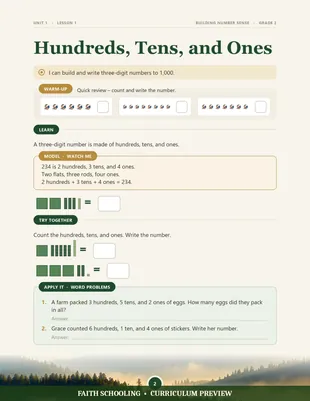 Hundreds, tens, and ones