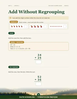 Adding without regrouping