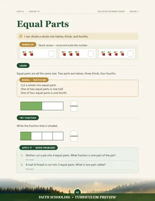 Equal parts and fraction models