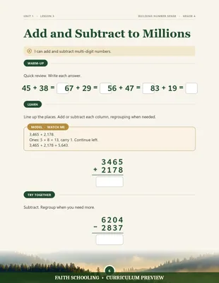 Adding and subtracting large numbers