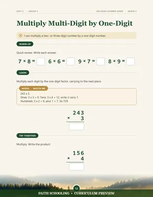 Multi-digit multiplication