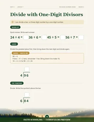 Division with one-digit divisors