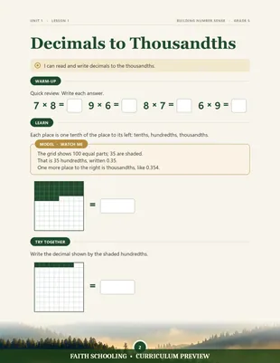 Decimals to thousandths