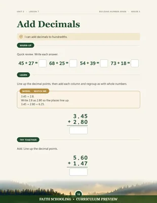 Adding decimals
