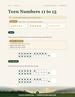 Teen numbers with ten-frames