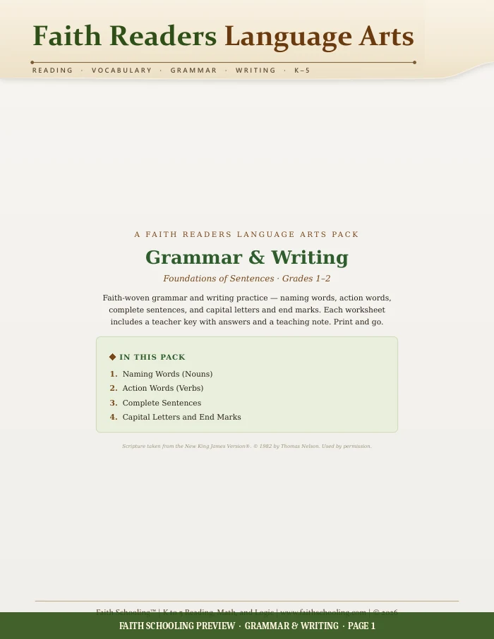 Grammar & Writing printable collection cover
