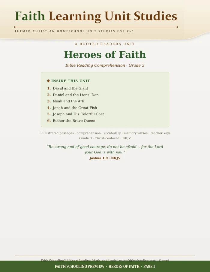 Heroes of Faith printable collection cover