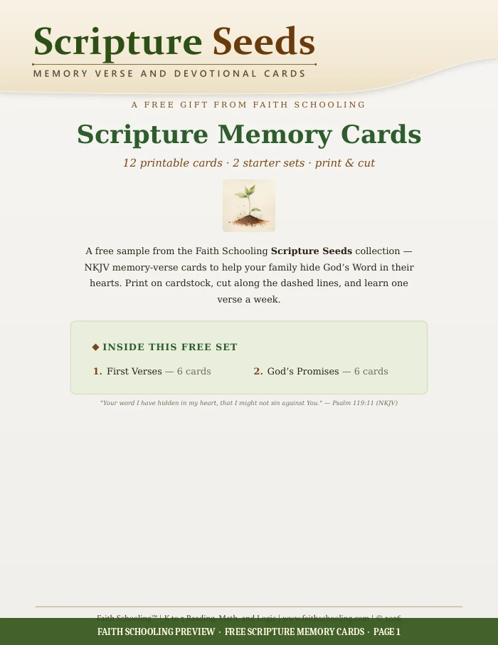Free Scripture Memory Cards printable pack cover
