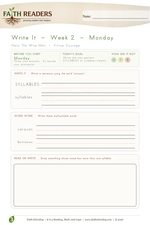 Scribe & Writing Work protected curriculum sample: Scribe Writing - Grade 3 Week 2