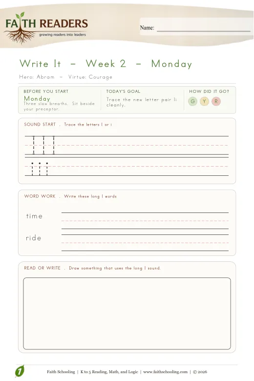 Scribe & Writing Work protected curriculum sample: Scribe Writing - Grade 1 Week 2