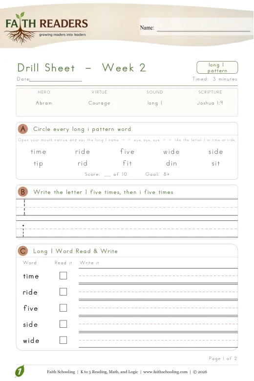 Skill Drills protected curriculum sample: Skill Drill - Grade 1 Week 2