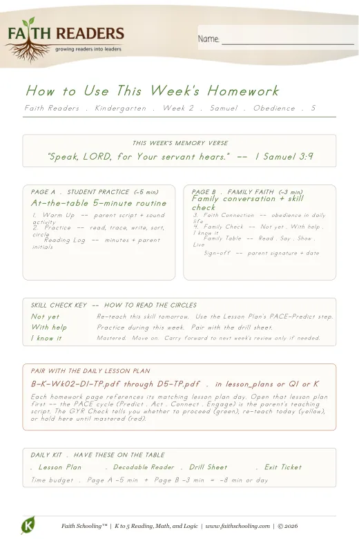 Home Practice protected curriculum sample: Home Practice - Kindergarten Week 2