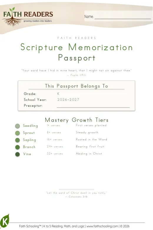 Family Guides & Milestones protected curriculum sample: Scripture Passport - Kindergarten