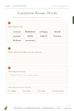 Q1 · Cumulative syllable review