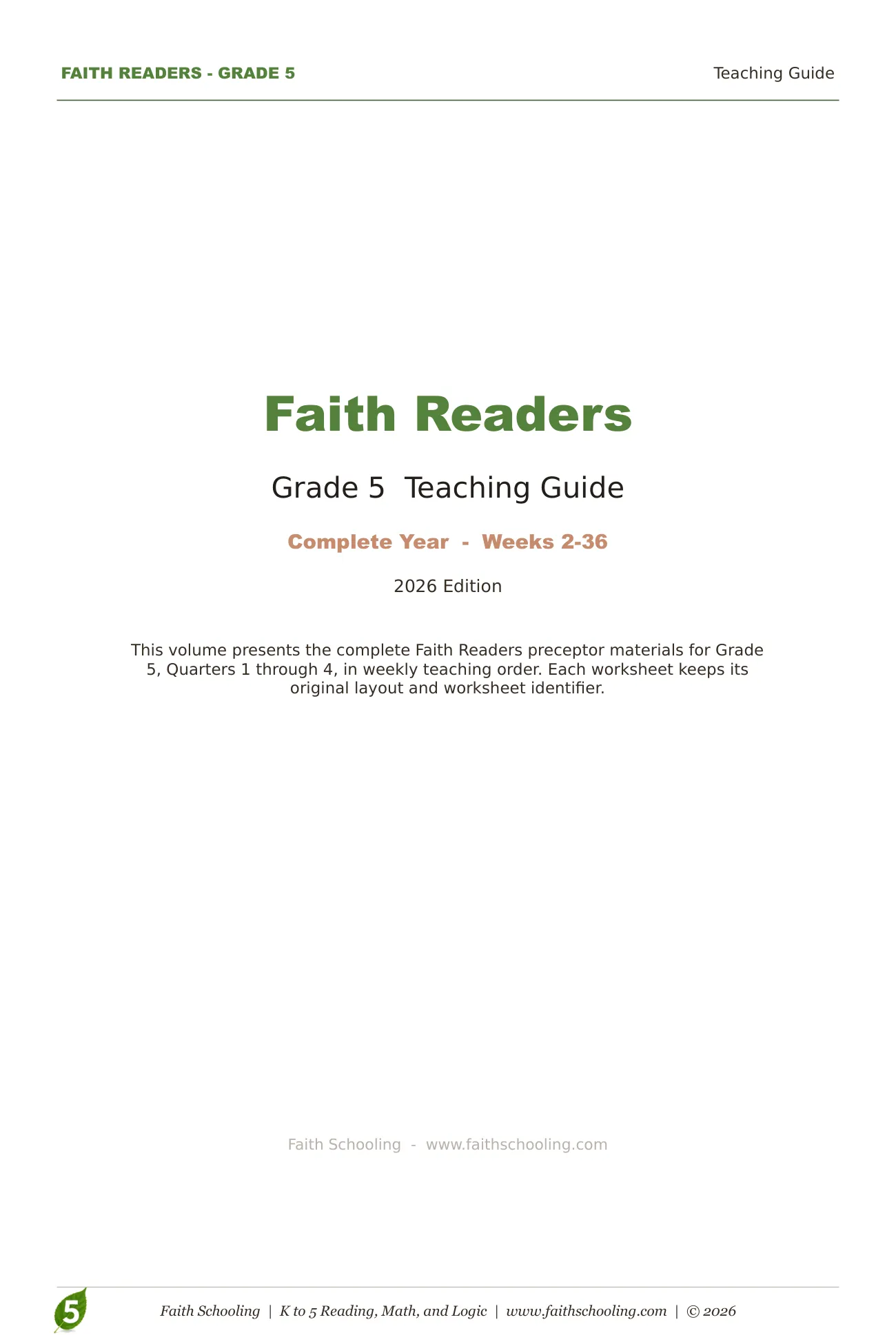 Grade 5 Teaching Guide, page 2