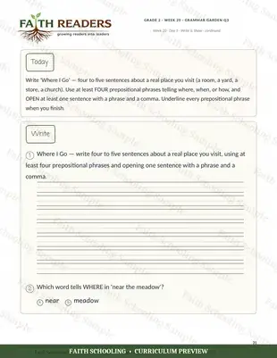 Where I Go: writing with prepositional phrases (Week 20)