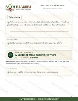 A modifier stays next to its word (Week 20)