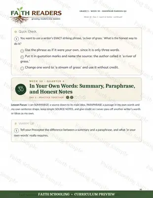 Summary, paraphrase, and honest notes (Week 30)