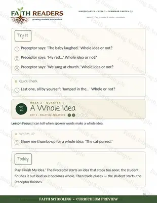 Whole ideas, spoken first — sentence sense (Week 2)