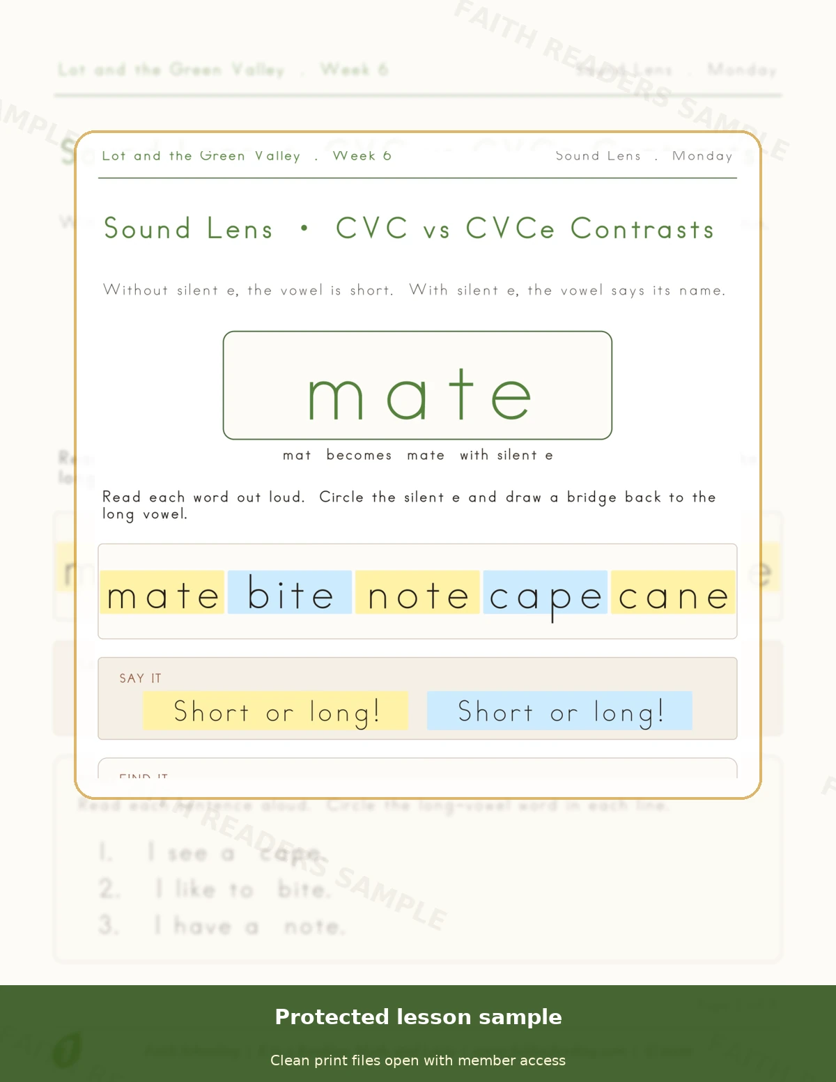 Grade 1 · Week 5 main lesson preview