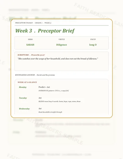 Grade 1 Week 2 Preceptor Guide page preview