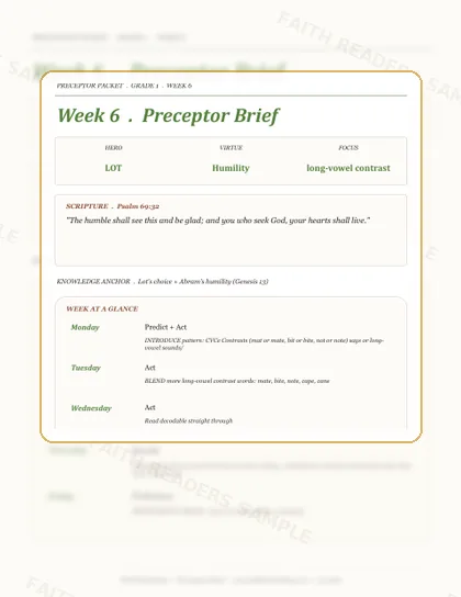 Grade 1 Week 5 Preceptor Guide page preview