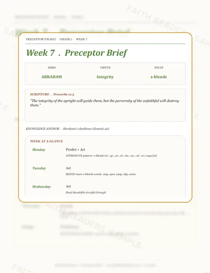 Grade 1 Week 6 Preceptor Guide page preview