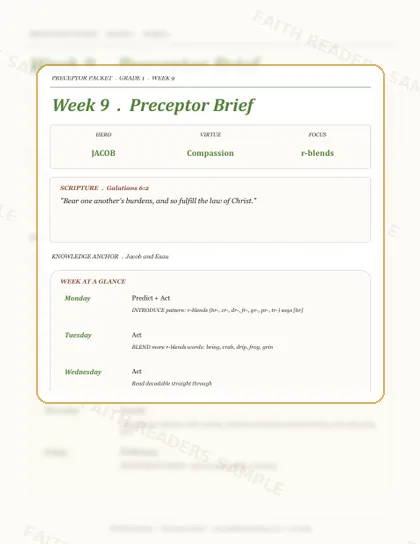 Grade 1 Week 8 Preceptor Guide page preview
