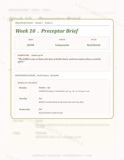 Grade 1 Week 9 Preceptor Guide page preview
