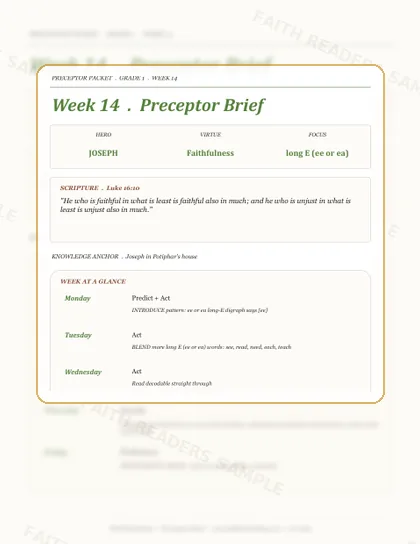 Grade 1 Week 13 Preceptor Guide page preview