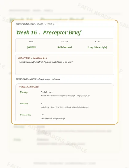 Grade 1 Week 15 Preceptor Guide page preview