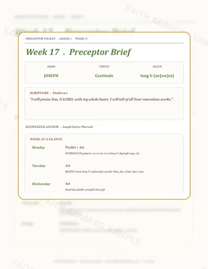 Grade 1 Week 16 Preceptor Guide page preview
