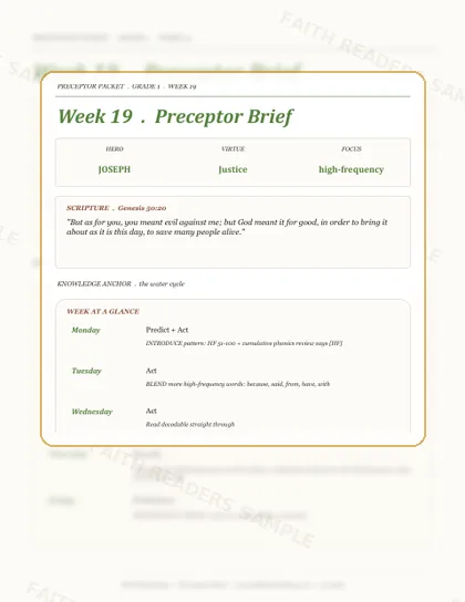 Grade 1 Week 18 Preceptor Guide page preview