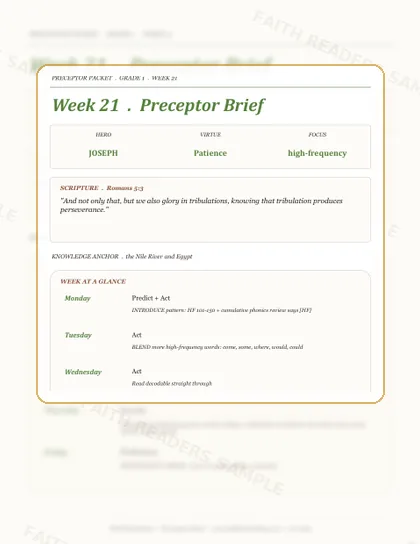 Grade 1 Week 20 Preceptor Guide page preview