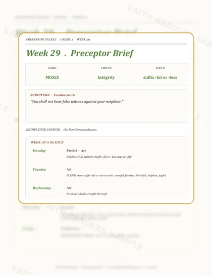 Grade 1 Week 28 Preceptor Guide page preview