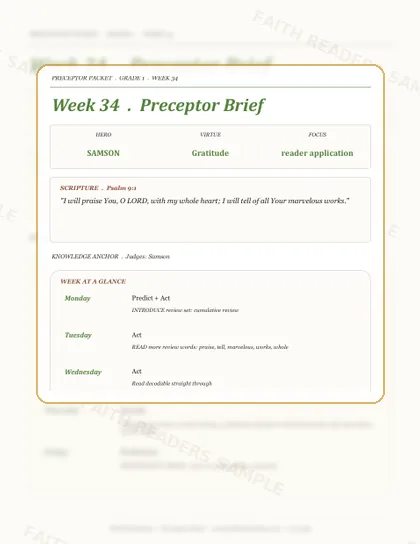 Grade 1 Week 33 Preceptor Guide page preview