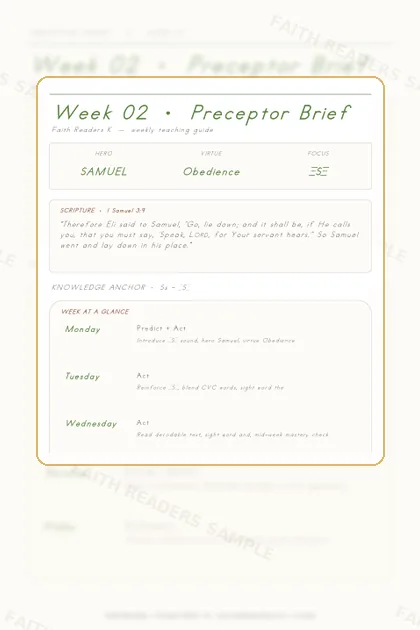 Kindergarten Week 1 Preceptor Guide page preview
