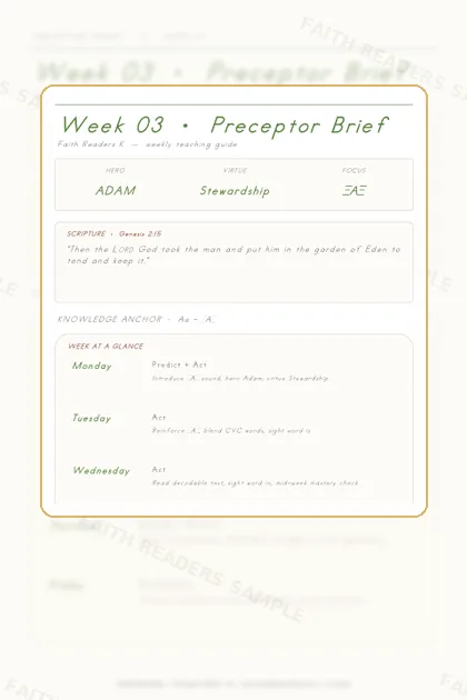 Kindergarten Week 2 Preceptor Guide page preview