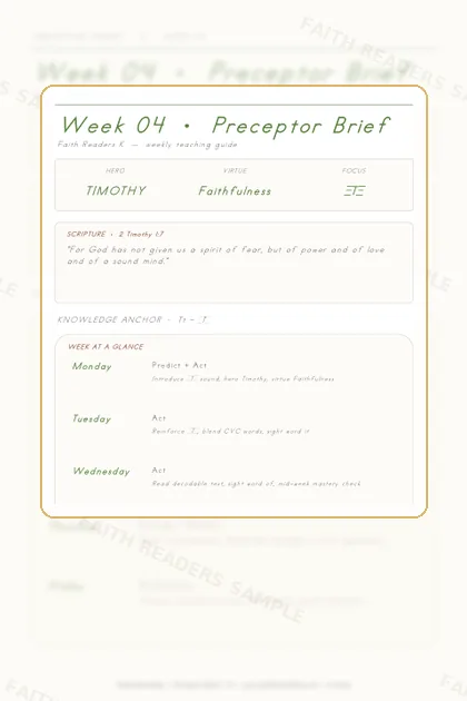 Kindergarten Week 3 Preceptor Guide page preview
