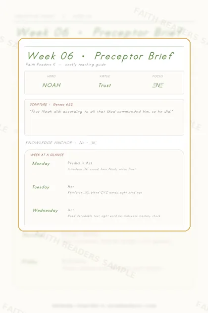 Kindergarten Week 5 Preceptor Guide page preview
