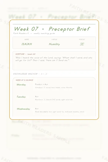 Kindergarten Week 6 Preceptor Guide page preview