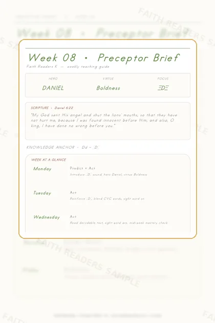 Kindergarten Week 7 Preceptor Guide page preview