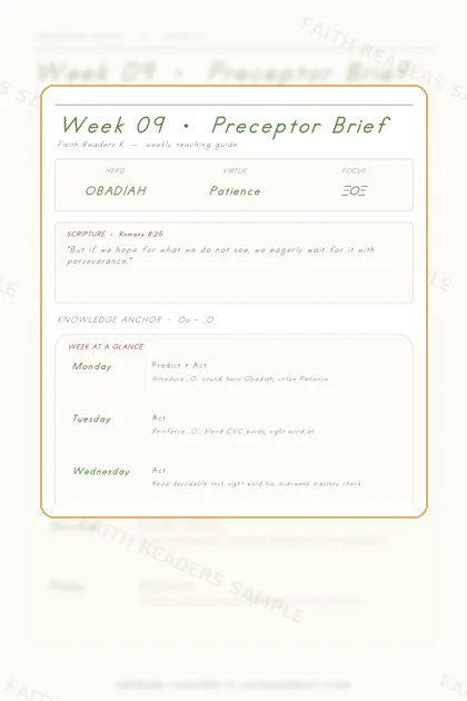 Kindergarten Week 8 Preceptor Guide page preview