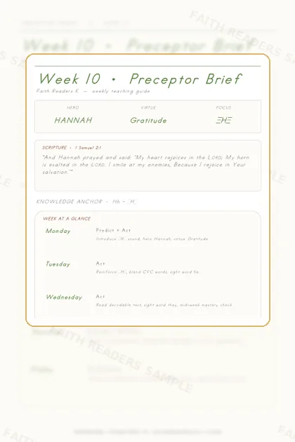 Kindergarten Week 9 Preceptor Guide page preview