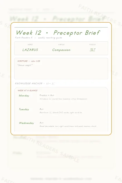 Kindergarten Week 11 Preceptor Guide page preview