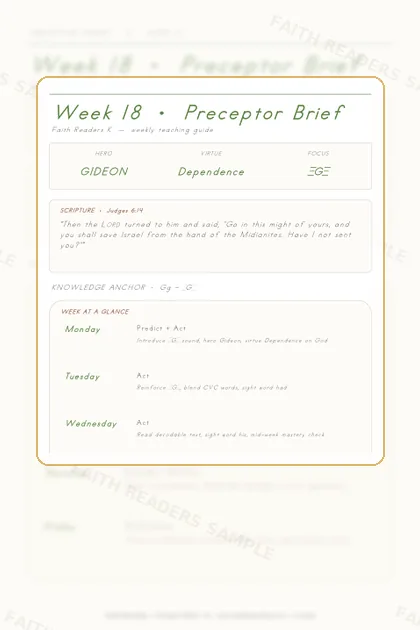 Kindergarten Week 17 Preceptor Guide page preview