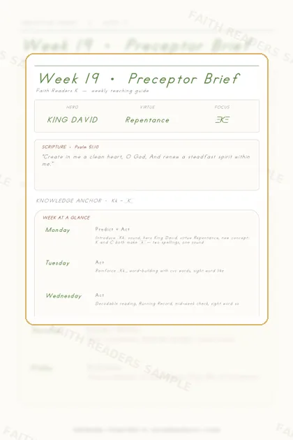 Kindergarten Week 18 Preceptor Guide page preview