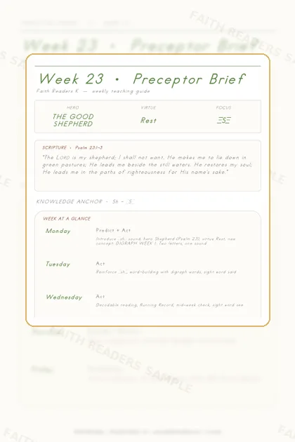 Kindergarten Week 22 Preceptor Guide page preview
