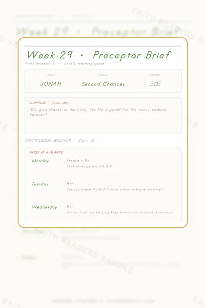 Kindergarten Week 28 Preceptor Guide page preview