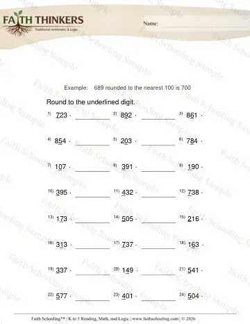 2nd Grade math worksheet — Rounding to the Nearest Ten and Hundred. Round 3 Digit Numbers Mixed 4